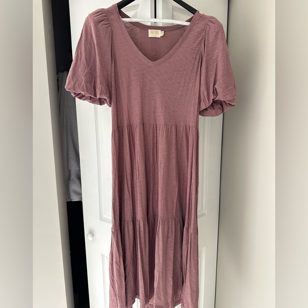Nation LTD Geri V Neck Peasant Dress - great condition - rose color